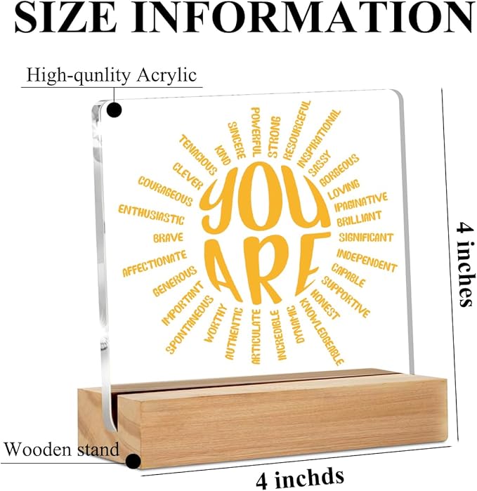 Inspirational Acrylic Sign Decor Motivational Quote Home Office Table Decor You Are Sun Acrylic Plaque, Shelf Cubicle Desktop Art Decoration, Encouragement Gifts for Best Friend Women