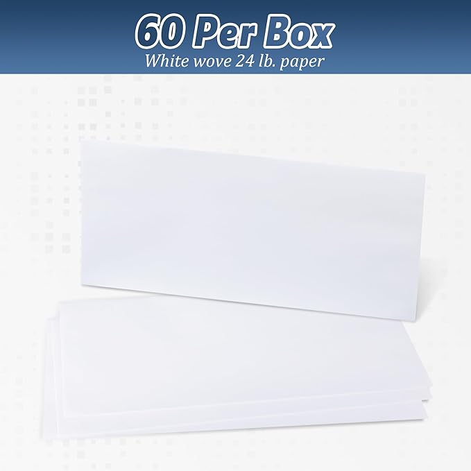 Yeplan 60PCS #10 Envelopes Letter Size Self Seal Business Envelopes No Window Security Mailing Envelopes Size 4-1/8 x 9-1/2 Inch - White 24LB Paper