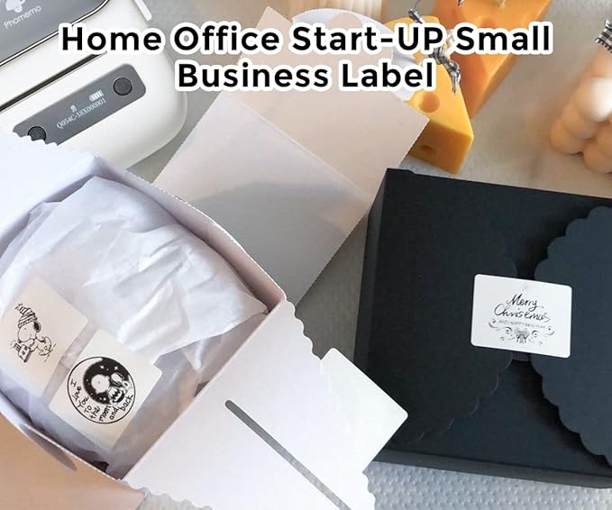 Phomemo 2.35"x 1.57" Thermal Sticker Label 180 Pcs/Roll Compatible with M220,M250,M260,M421,M221,M200 Label Printer, Strong Permanent Adhesive & Perforated, for Customer Mailer, Business Letter, Gift