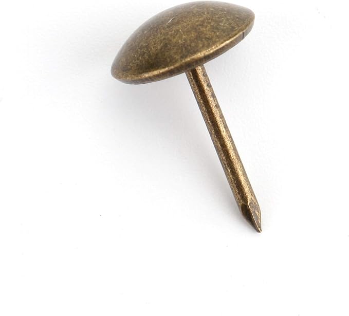 Kingrol 500 Count Upholstery Nails Pins, 7/16"/11mm Antique Brass Finish Furniture Tacks Upholstery Tacks