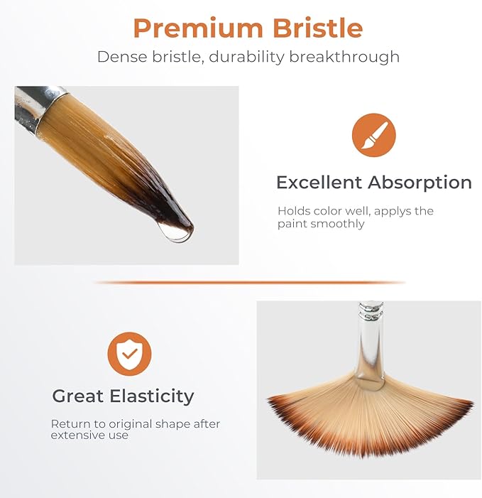 Nicpro 30pcs Paint Brush Set, Professional Paintbrushes with Paint Spatula and Cloth Roll, Craft Paint Brushes for Acrylic Painting, Oil, Watercolor, Gouache, Art Supplies for Artists and Beginners