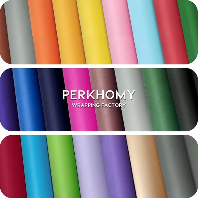 PerkHomy 24" x 2,400" (200') Red Kraft Paper Roll for Craft Bulletin Board Paper Art Table Covering Crafting Gift Wrapping Bouquet Packing Parcel 80GSM 55LB (Red, 24" x 200')