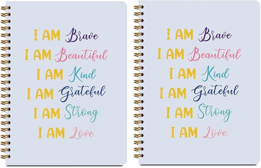 2 Pcs Positive Affirmations Notebook, Spiral Notebook College Ruled, Journaling Notebooks for Work, Motivation Note Books Home College Office Supplies Motivational Gifts for Women, Friend