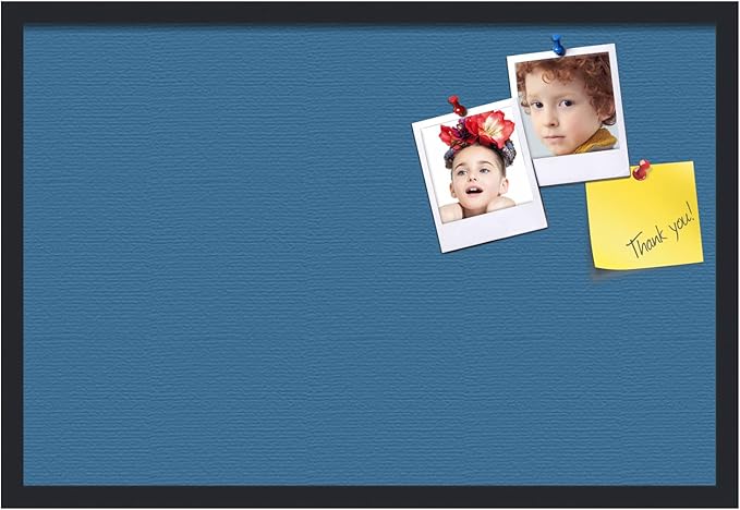 PinPix 30x20 Inch Cork Bulletin Board. This Decorative Framed Pin Board Comes with Navy Pastel Design and a Satin Black Frame. Ideal for Home Office Decor or Message Board (PinPix-1811)