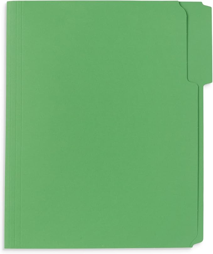 50 Green Fastener File Folders - 1/3 Cut Reinforced Tab - Durable 2 Prongs Bonded Fastener Designed to Organize Standard Medical Files, Law Client Files, Office Reports - Letter Size, Green, 50 Pack