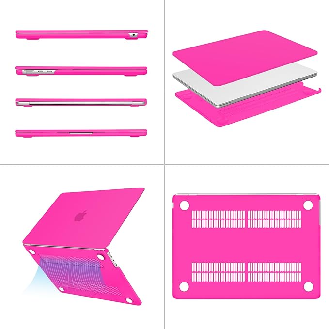 MOSISO Compatible with MacBook Air 13 inch Case 2025 2024 2023 2022 M4 A3240 M3 A3113 M2 A2681, Plastic Hard Shell&Keyboard Cover&Screen Film&Type C for MacBook Air 13.6 inch Case, Bright Rose