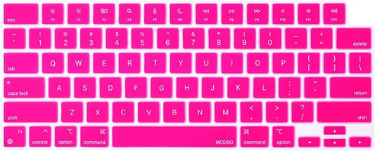 MOSISO Keyboard Cover Skin Compatible with MacBook Air 15 inch M3 A3114 M2 A2941/Air 13.6 A3113 A2681/Pro 14/16 M4 M3 M2 M1, Bright Rose