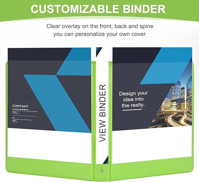 1/2 inch 3-Ring Binder, 0.5-inch Round Ring Binder with 2 Inside Pockets, Clear View Cover Binders Holds 8.5'' x 11''Paper for Office/Home/School Supply, 6 Pack (Assorted 6 Colors)