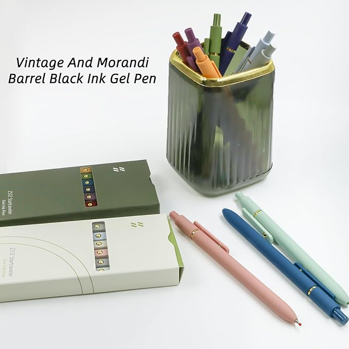 Gel Pens, 12 Pcs 0.5mm Fine Point Smooth Writing Pens Cute Pens, High-End Series Black Ink Pens for Journaling Note Taking, School Office Supplies for Women Men (12 Pcs Gold Mixed colors)