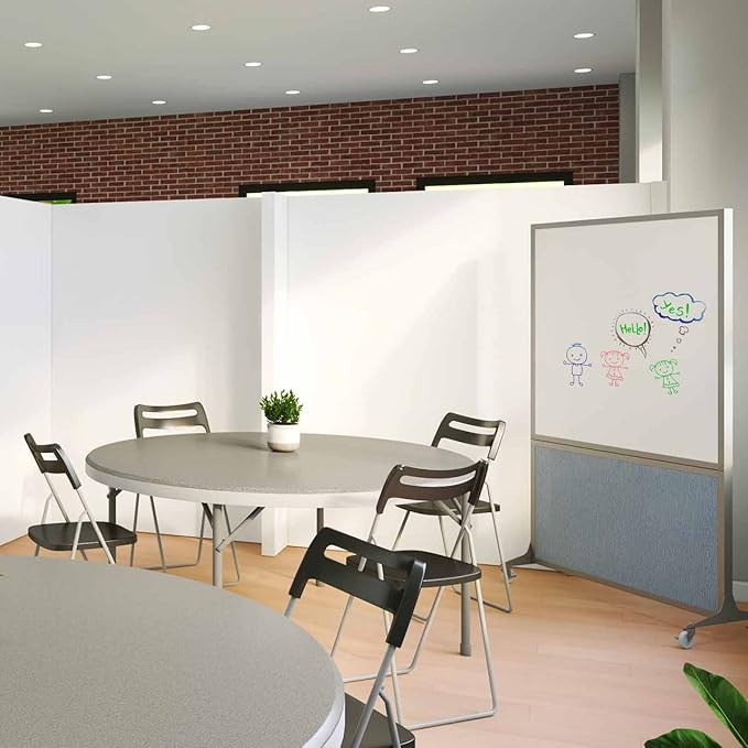 DivideWrite Mobile Whiteboard | Double Sided Dry Erase Board | Portable Office Cubicle Partition | Display for Classrooms, Conference Rooms, Meeting Areas and More | Warm Pebble 4' Wide x 6' Tall