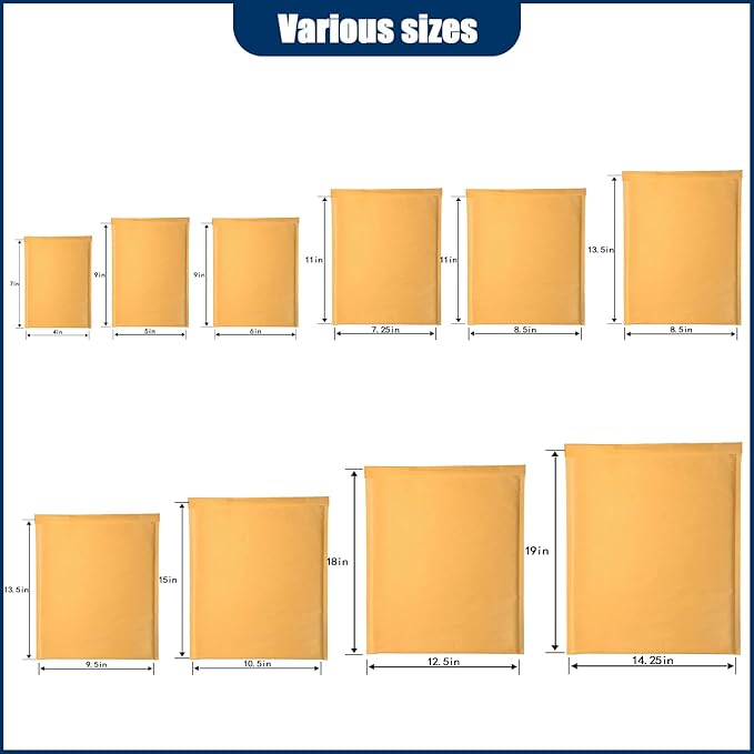 Natural Kraft Bubble Mailer Envelopes, Small Bubble Mailers 4x7 Inch, 10 Pack Padded Envelopes, Self-Seal Shipping Envelope,Tear-Resistant Mailing Envelope Padded