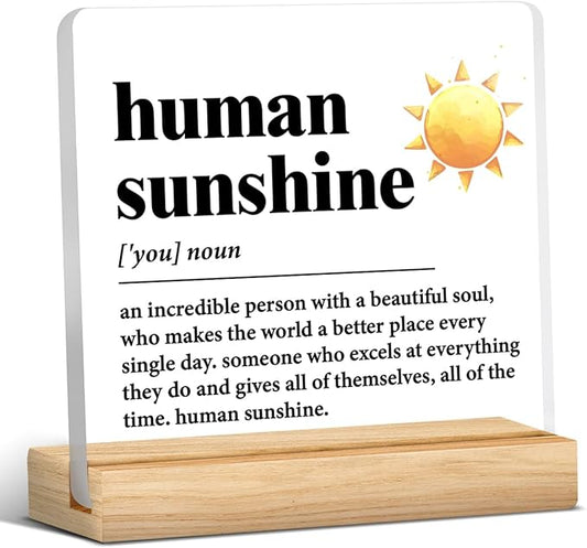 Human Sunshine Motivational Gift for Women Men, Employee Appreciation, Coworker Leader Teacher Coach Mentor, Definition Acrylic Desk Sign Decor