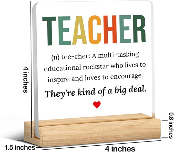 Teacher Appreciation Gifts for Women Men Teacher Birthday Thank You Gifts Ideas for Teachers Office Desk Decor for Home Acrylic Sign Christmas Gift
