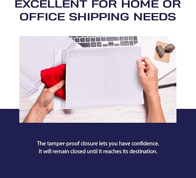 1000-Pack Waterproof Poly Bubble Mailers 4 x 8- Thick, Durable, Instant Seal Envelopes with Strong Adhesive - Protective Shipping Mailers for Jewelry, Cosmetics, SD Cards, USB Cables