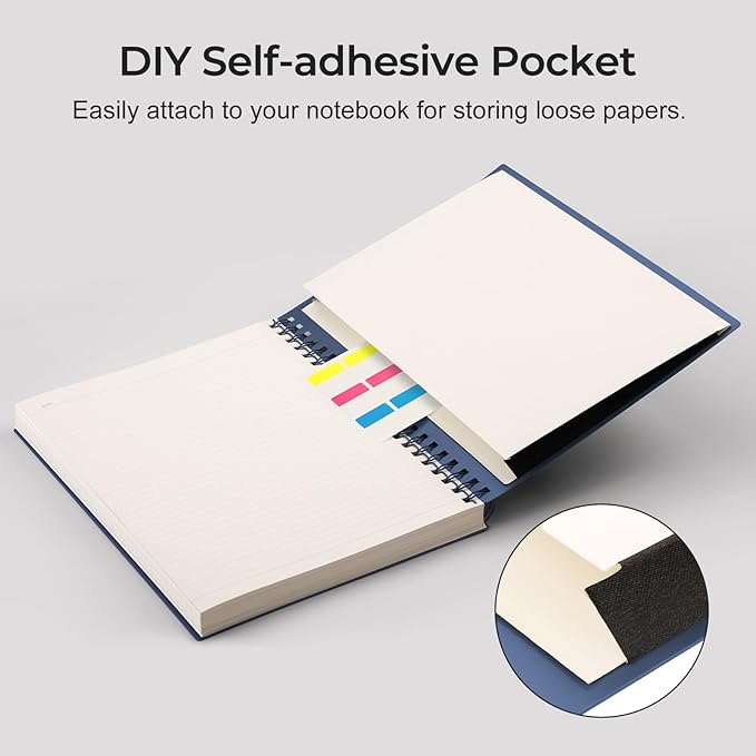 AHGXG Spiral Notebook College Ruled - Spiral Journal Perforated Notebook A4 8.5" x 11", 300 Pages Easy Tear Perforated Pages, 100GSM Thick Paper, Plastic Hardcover, for Writing Work School, Navy Bule