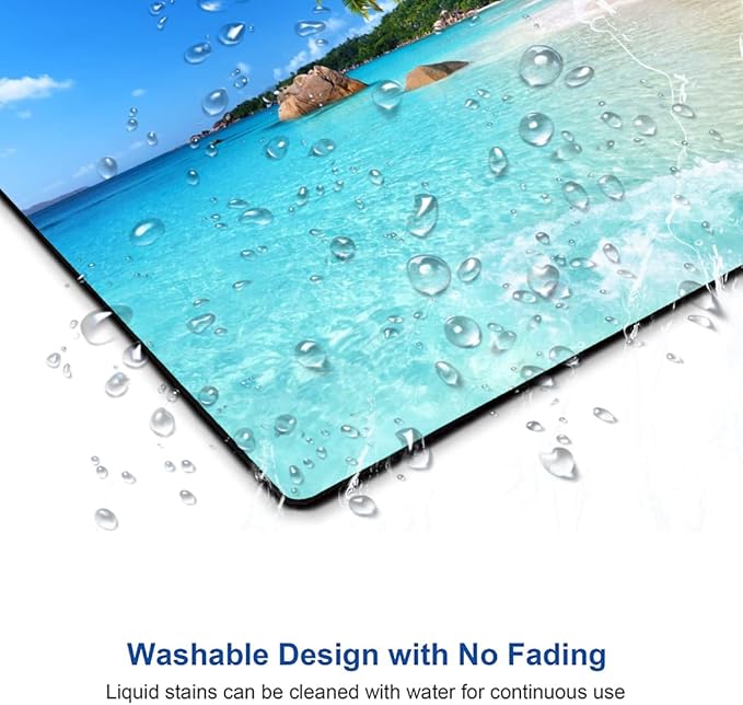 Hokafenle Mouse Pad, Square Beach Style Anti-Slip Rubber Mousepad for Gaming Office Laptop Computer PC Men Women Kids, Cute Custom Pattern, Beach and Coconut Trees Design