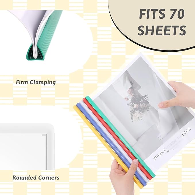 50 Pack Clear Report Covers with Sliding Bars 70 Sheet Capacity 9mm Transparent Resume Folders Binding Bars for Documents File Report Paper