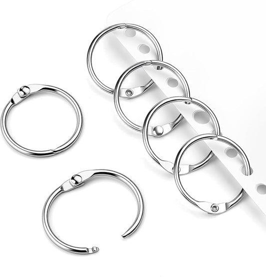 200Pcs 1 Inch Loose Leaf Binder Book Rings, with Metal Nickel Plated for Key,and Index Cards, for School, Home, or Office, Silver