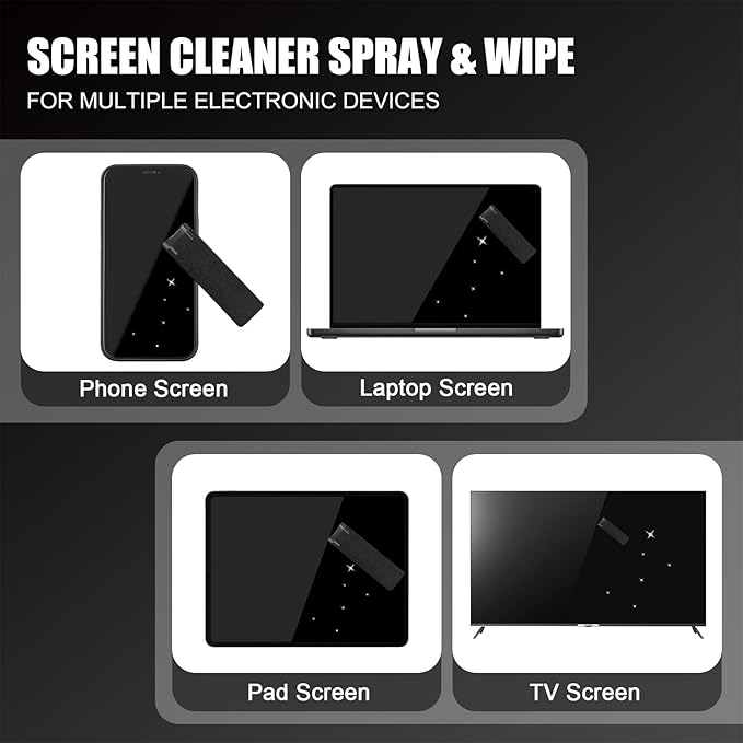 walrfid Car Screen Cleaner, Computer Screen Cleaner Spray and Wipe, Laptop Cleaning Mist Kit for Electronic iPad, iPhone, Phone, MacBook, TV, Monitor, Tablet Display, with Black Graffiti Case - Blue