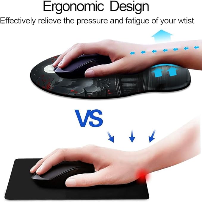 Ergo Comfort Gel Wrist Rest Mouse Pad-Ergonomic Office Mousepad with Wrist Support-Non-Slip, Design Desk Accessories Mat for Home&Game Decor Full Moon