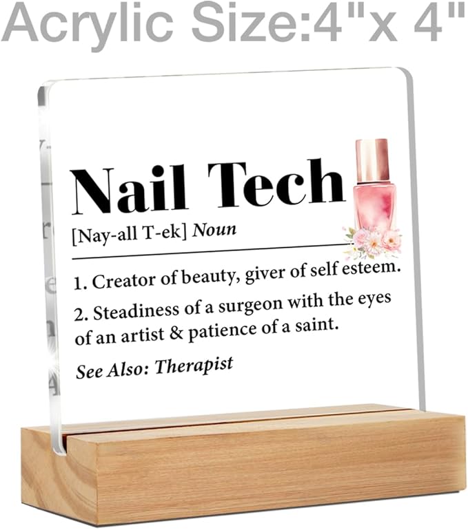 Nail Tech Gifts: Thank You Gifts for Nail Artist & Technician, Decorative Salon Sign - Acrylic