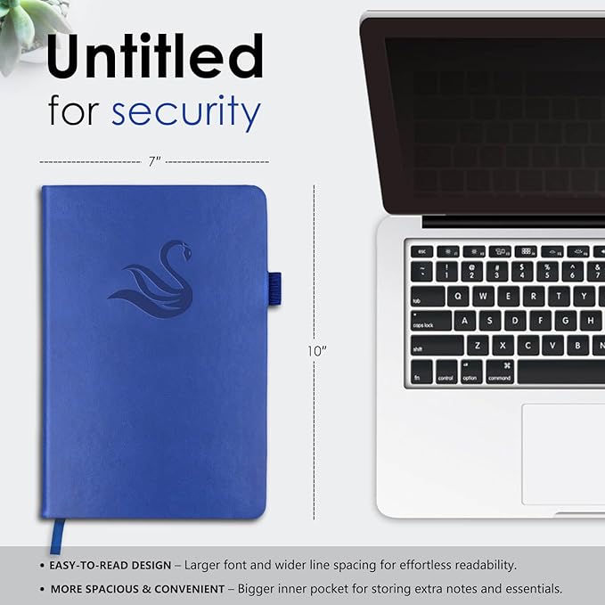 Elegant Password Book with Alphabetical Tabs - Hardcover Password Book for Internet Website Address Login - 7" x 10" Password Keeper and Organizer w/Notes Section & Back Pocket（Royal Blue）