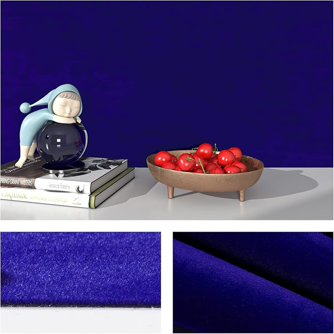 FunStick 15.8"x240" Dark Blue Self Adhesive Velvet Flock Contact Paper Liner for Jewelry Drawer Liner Felt Fabric Roll Blue Soft Velvet Fabric Wallpaper Peel and Stick Shelf Liner for Dresser Cabinets