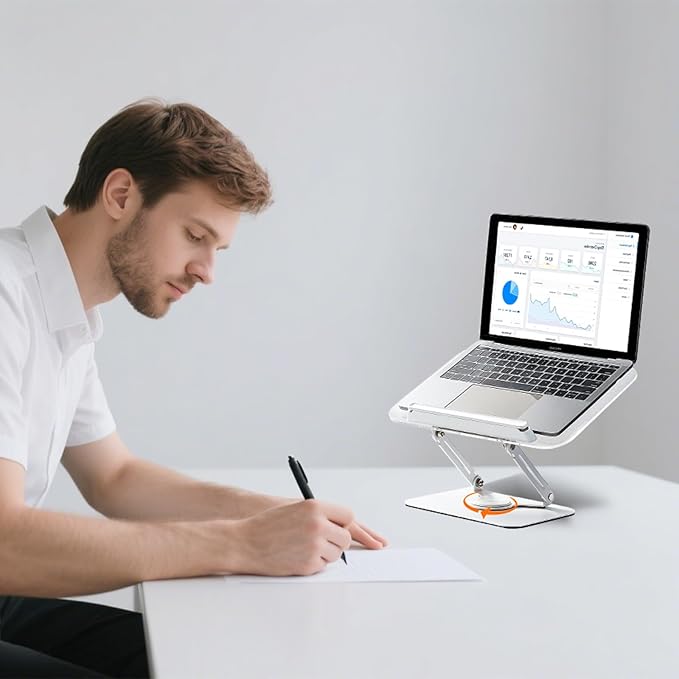 Acrylic Book Stand for Reading, Adjustable Book Holder with 360° Rotating Base & Elastic Page Clips, Foldable Desktop Riser Stand for Cookbook,Laptop,Tablet,Music Scores,Recipe,Textbook