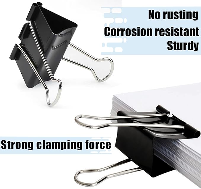 Extra Large Binder Clips 2.4 Inch(48 Pack), Upgrade Large Binding Clips Jumbo Paper Clips, Heavy Duty Big Clamps for Office and Home Supplies, Black