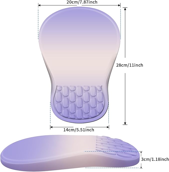 YIWEI Ergonomic Mouse Pad with Wrist Rest Support, Mousepad with Comfortable Memory Foam Wrist Rest and Non-Slip PU Base for Pain Relief, Computer, Laptop, Office, Home (Gradient Purple)