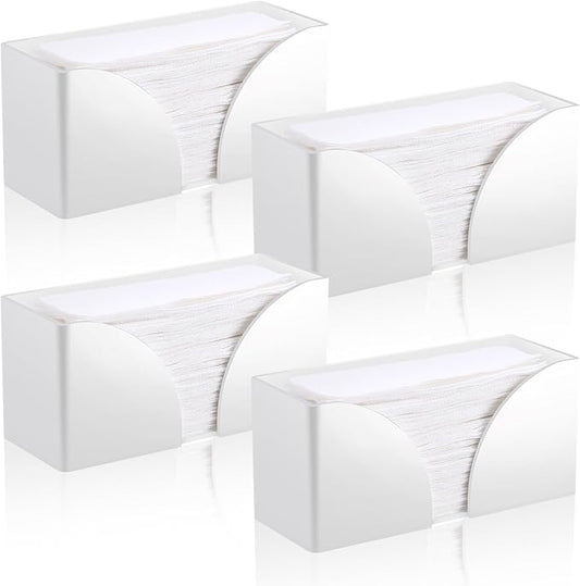 4Pack White Paper Towel Dispenser Countertop Acrylic Paper Towel Holder for Bathroom Folded Paper Towel Dispenser Clear Trifold Napkin Holder for Z-fold, C-fold, MultiFold Trifold