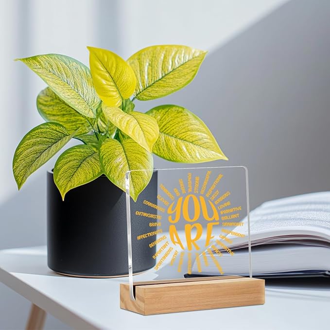 Inspirational Acrylic Sign Decor Motivational Quote Home Office Table Decor You Are Sun Acrylic Plaque, Shelf Cubicle Desktop Art Decoration, Encouragement Gifts for Best Friend Women