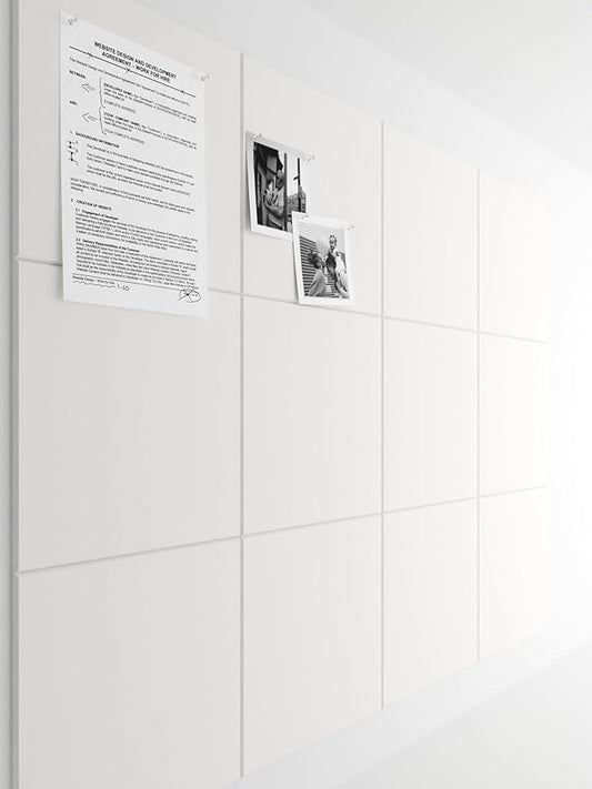 Bumusty Large Cork Board 47"x35" Alternative - 12 Pack Felt Wall Tiles with 70 Safe Removable Adhesive Tabs, 30 Pushpins, Cork Boards for Walls Pin Board Bulletin Board Office Decor (Milky White)