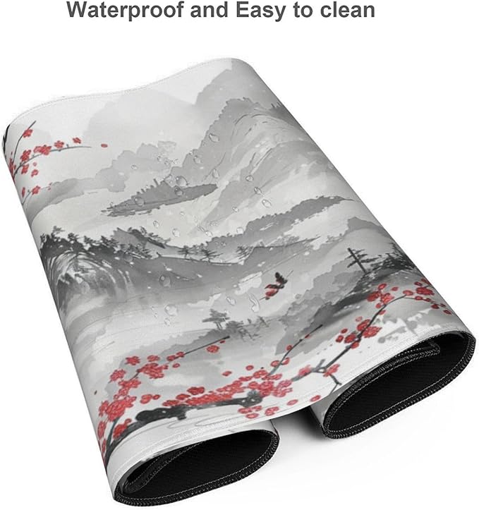 35.4 x 15.7 in, Waterproof XXL Large Mouse Pad for Desk, Extended Keyboard Mouse Mat for Computer Office, Big Laptop Mouse pad, Gaming Pc-Japanese Watercolor Cherry Blossom