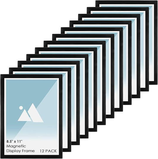 MAQUITA 12 Pcs 8.5 x 11'' Self-Adhesive Magnetic Wall Signs Holder Magnetic Picture Frame Document Holder Wall & Window Adhesive Frames for Office Home Store Restaurant