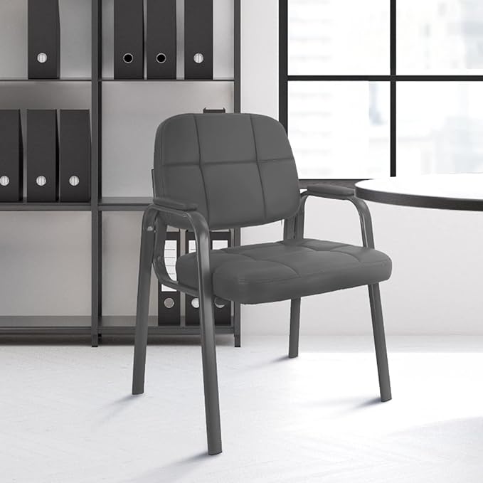 CLATINA Waiting Room Guest Chair with Bonded Leather Padded Arm Rest for Office Reception and Conference Desk(Grey 6 Pack)