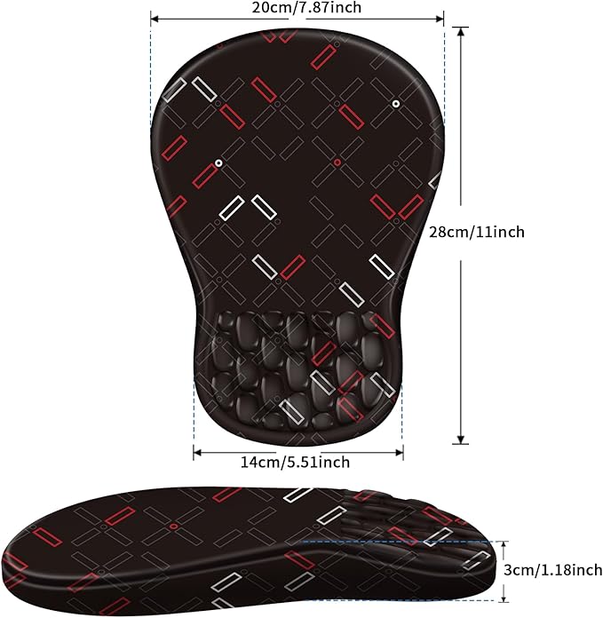 YIWEI Ergonomic Mouse Pad with Wrist Rest Support, Mousepad with Comfortable Memory Foam Wrist Rest and Non-Slip PU Base for Pain Relief, Computer, Laptop, Office, Home (Black-1)