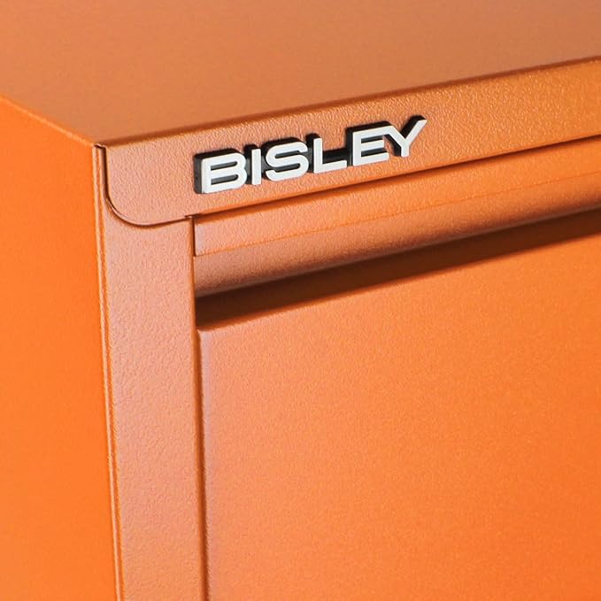 2-Drawer Flush Front Vertical File Cabinet - Bisley Orange, 2 Hanging File Drawers, Powder-Coated Steel, Locking Drawers by Bisley
