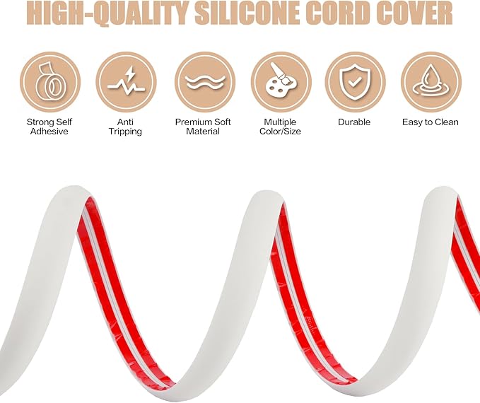 Floor Cord Cover Cable Cavity Self Adhesive Cord Hider Floor Floor Cable Management Power Cord Protector Floor Electric Cord Covers for Offices, Gym, Exhibitions (Beige, 2.36" x 3.3')