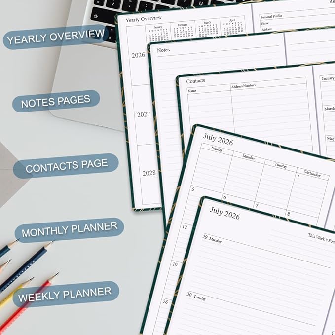 Planner 2026-2027 - 18 Months (Jan 2026 - Jun 2027) Agenda Planner 5.8" x 8.5", 2026-2027 Weekly & Monthly Planners with Hard Cover, Leaf