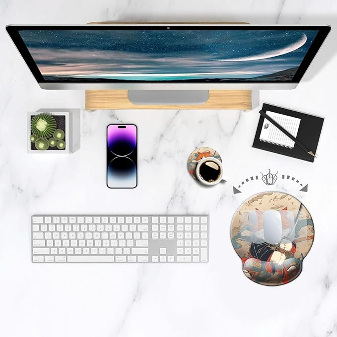 Ergonomic Mouse Pad with Wrist Support,Mouse Pad with Wrist Rest,Relieve Wrist Pain Mousepad Non-Slip Rubber Base,Mouse Pads for Desk,Computers,Laptop,Office,Home,Accessories Cute Cat