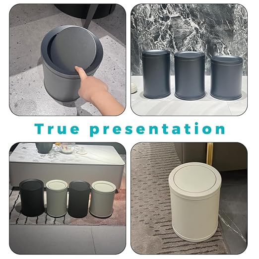 2.3/9L Gallon Metal Trash Can with Lid,Black,Light Luxury,Elegant Garbage Can,Bathroom Waste Basket,for Living Room,Home,Bedroom,Office,Bank,Under Desk(9L-Black)