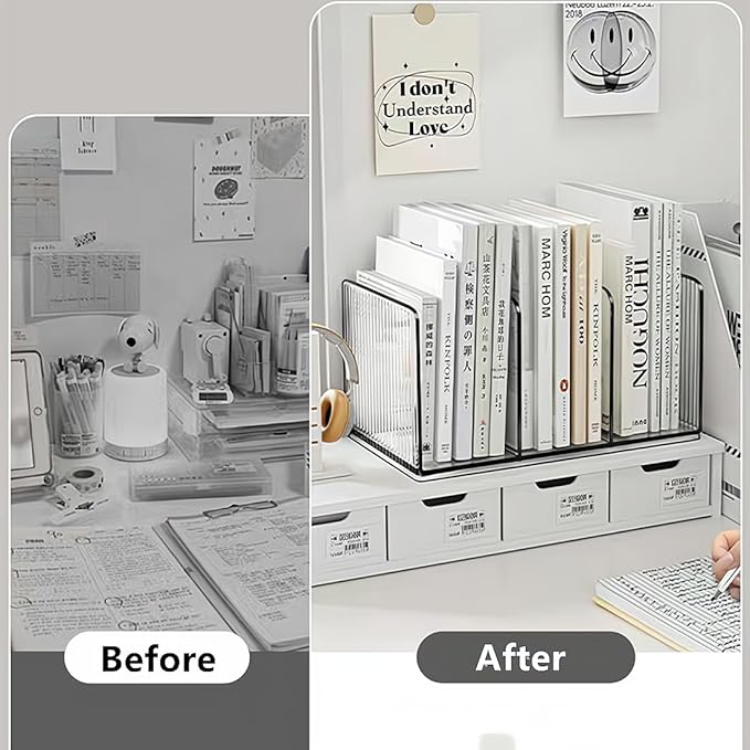 Acrylic Desk File Organizer,Office Desktop Binder File Folder Mail Organizer,Handbag Purse Book record Magazine Holder (2 Pack)