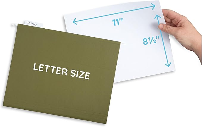 Blue Summit Supplies Hanging File Folders, 75 Pack, Reinforced Hanging Folders Letter Size, Standard File Folders for Filing Cabinet, Hanging File Organizer, Green