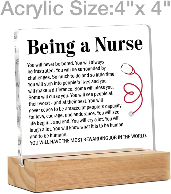 Nurse Graduation Gifts, Future New Nurse Gifts, Being a Nurse Clear Desk Decorative Sign Home Office Acrylic Decor
