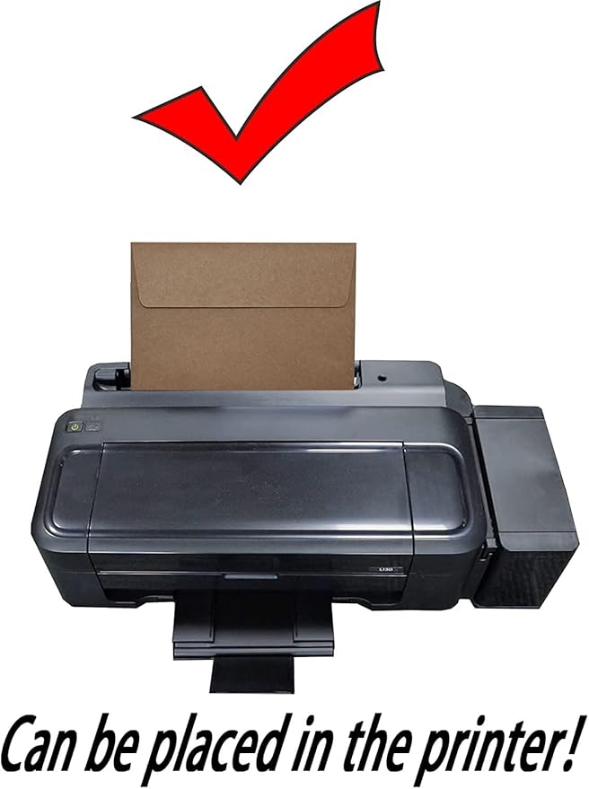 120 Qty Printable A4 Invitation Envelopes 4.25 x 6.25 Cards, Self Seal 120GSM Brown Paper Envelopes for Invitations, Papers, Photos, Documents, Wedding, Baby Shower, Easy to Seal and Peel