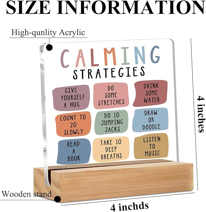 Christmas Thank You Gifts, Calming Corner Table Desk Decors, Calm Down Corner Supplies Therapist Office Decor, Positive Affirmations Acrylic Sign, Counseling Room Therapy Office Home Bedroom Decor