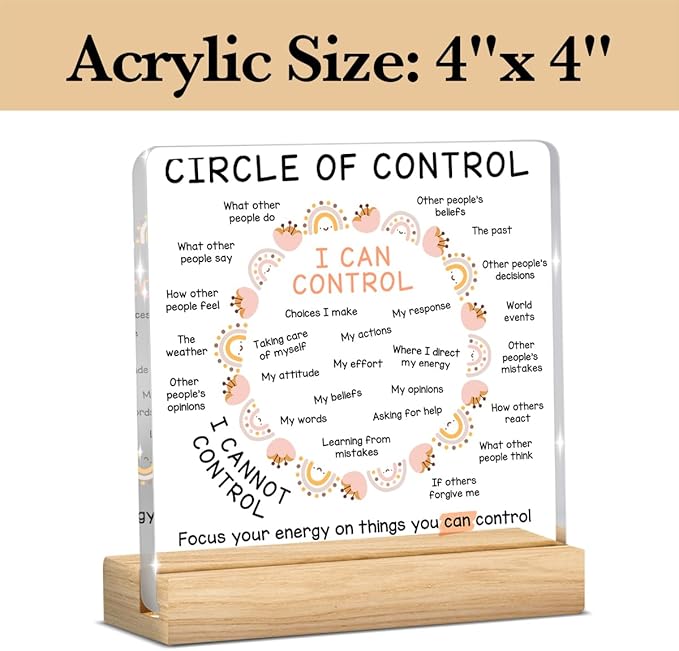 Therapy Office Desk Decor, Mental Health Gifts, Counselor Office Must Haves, Gifts for Women Therapist Psychologist School Counselor, Halloween Christmas Gift Circle of Control Acrylic Sign