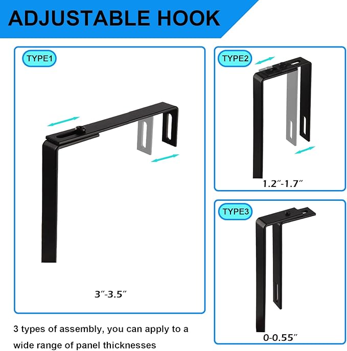 6-Tier Hanging File Organizer Office Cubicle Accessories for Work Organizer Wall Mount File Holder for Mails Folders Papers Magazine Organization, Black