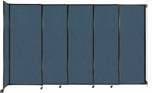 Wall-Mounted Sliding StraightWall Room Divider | Adjustable Widths | Locking Wheels | Room Separator | Up to 11'3" Wide x 6'10" Tall Caribbean Fabric Panels